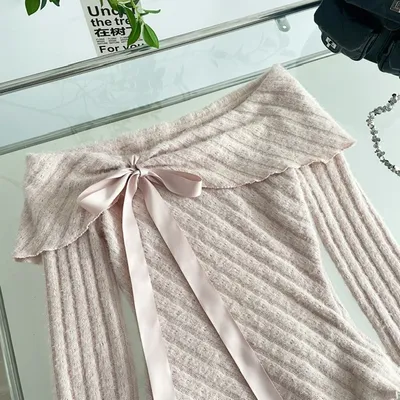 Off-shoulder Bow Lazy Sweater Women