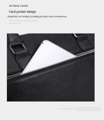 Men's Briefcase Genuine Leather 14-inch Laptop Bag Horizontal Cowhide Business Office Bag