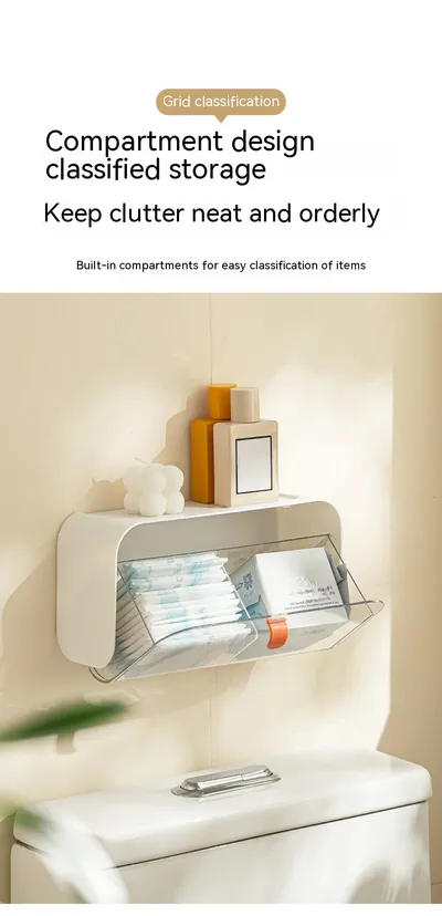 Wall Hanging Grid Storage Box Home Toilet Supplies Household Household Small Supplies Appliances