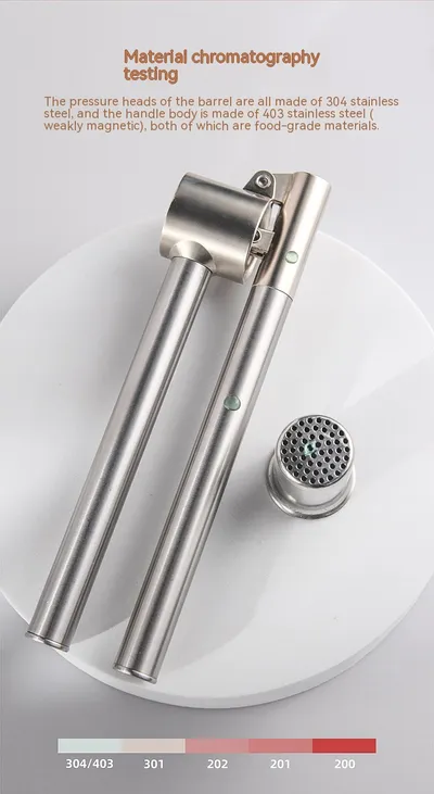 Cross-border 304 Stainless Steel Lengthened Smash Garlic Press