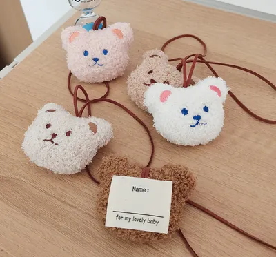 Ins Cute Cartoon Plush Bear Children's Name Plate Pendant