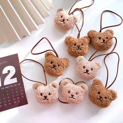 Ins Cute Cartoon Plush Bear Children's Name Plate Pendant