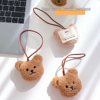 Ins Cute Cartoon Plush Bear Children's Name Plate Pendant