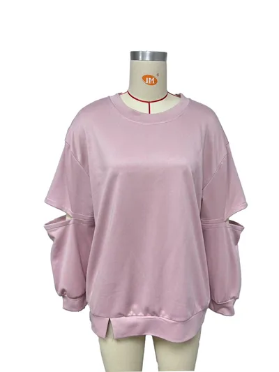 Round Neck Printed Loose Sweatshirt Women