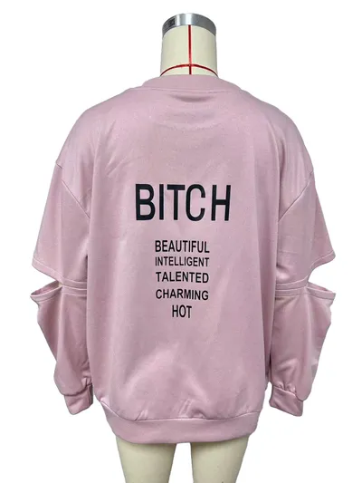 Round Neck Printed Loose Sweatshirt Women