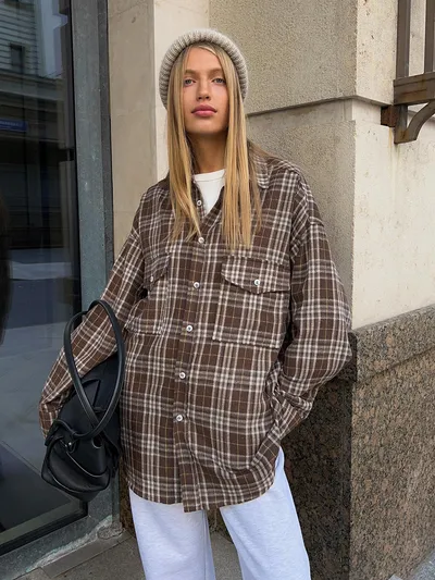Fashion Personality Plaid Shirt For Women