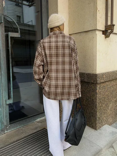 Fashion Personality Plaid Shirt For Women