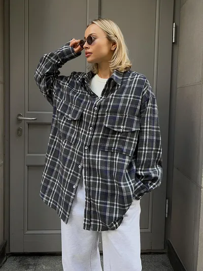 Fashion Personality Plaid Shirt For Women