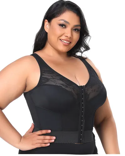 Lace Wireless Body Shaping Underwear Front Row Buttons Bra