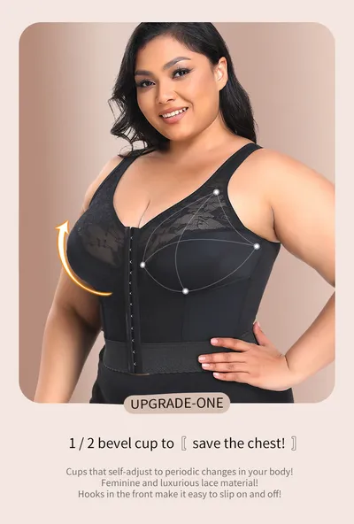 Lace Wireless Body Shaping Underwear Front Row Buttons Bra