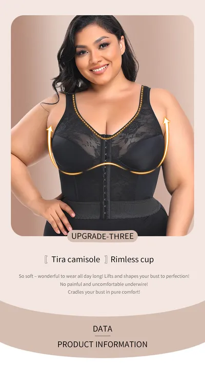 Lace Wireless Body Shaping Underwear Front Row Buttons Bra