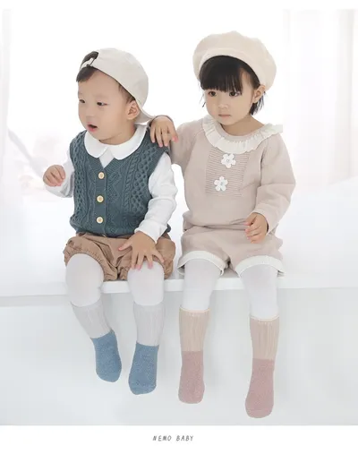 Autumn And Winter Baby Combed Cotton Thickened Fleece Lined Socks