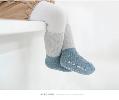 Autumn And Winter Baby Combed Cotton Thickened Fleece Lined Socks