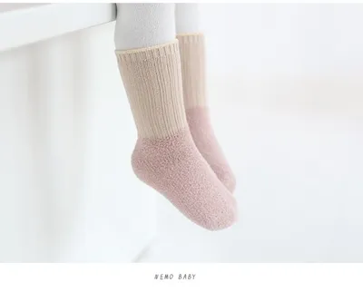 Autumn And Winter Baby Combed Cotton Thickened Fleece Lined Socks