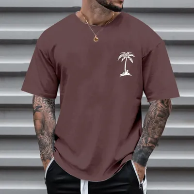 Men's Round Neck Printed Simple Pullover Short Sleeve T-shirt