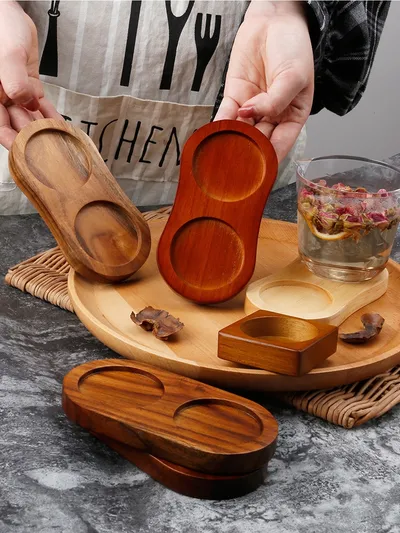Solid Wood Pepper Mill Base Locust Manganese Rubber Wood Double Hole Tray