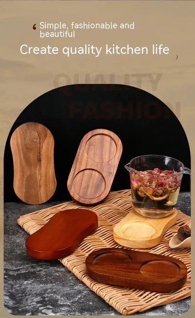 Solid Wood Pepper Mill Base Locust Manganese Rubber Wood Double Hole Tray