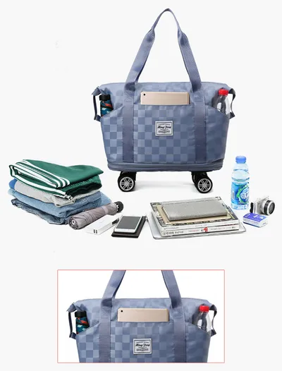 Large Capacity Travel Bags Dry Wet Separation Expansion Double Layer Luggage Totes Women