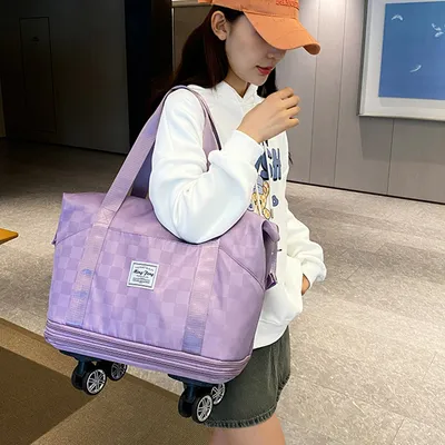 Large Capacity Travel Bags Dry Wet Separation Expansion Double Layer Luggage Totes Women