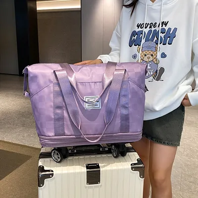 Large Capacity Travel Bags Dry Wet Separation Expansion Double Layer Luggage Totes Women