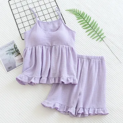 Women's Cotton Vest Shorts Home Wear Suit Pajamas