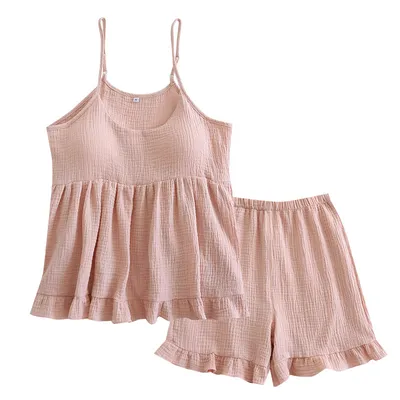 Women's Cotton Vest Shorts Home Wear Suit Pajamas