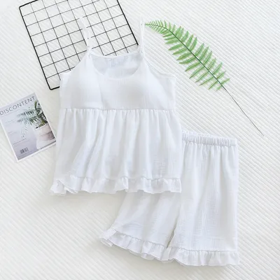 Women's Cotton Vest Shorts Home Wear Suit Pajamas