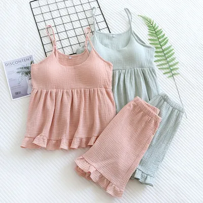 Women's Cotton Vest Shorts Home Wear Suit Pajamas