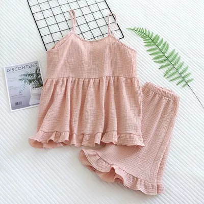 Women's Cotton Vest Shorts Home Wear Suit Pajamas