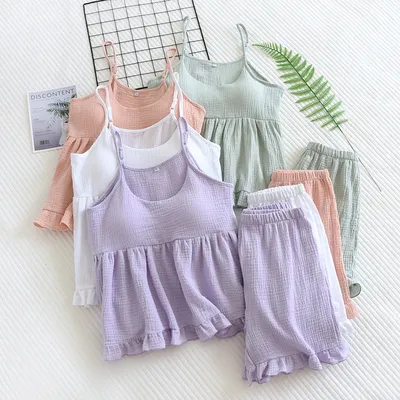 Women's Cotton Vest Shorts Home Wear Suit Pajamas