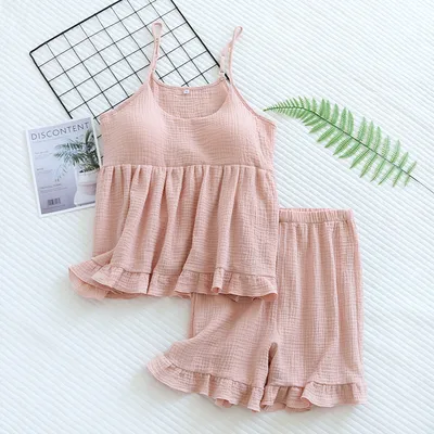 Women's Cotton Vest Shorts Home Wear Suit Pajamas