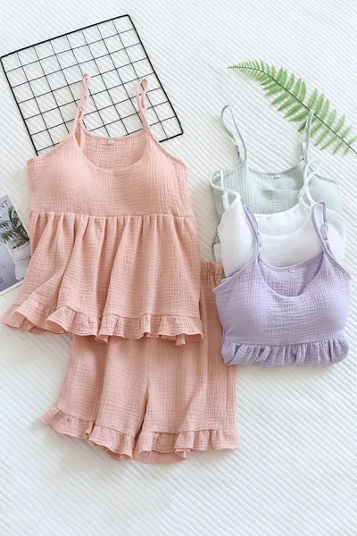 Women's Cotton Vest Shorts Home Wear Suit Pajamas