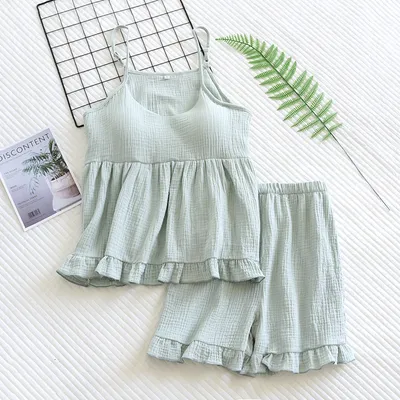 Women's Cotton Vest Shorts Home Wear Suit Pajamas