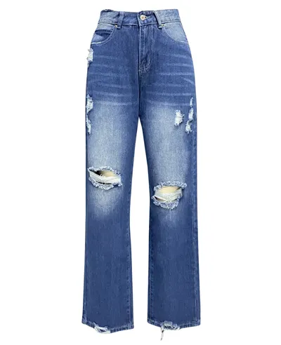 Ripped Jeans Loose Wide Leg Denim Pants Leisure Commuting Trousers Women's Clothing