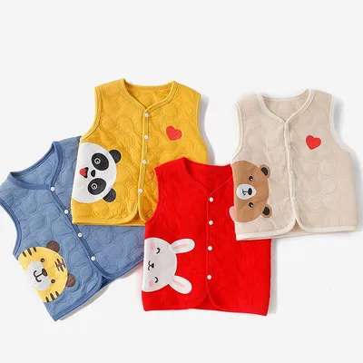 Baby Spring And Autumn Three-layer Quilted Thickening Vest