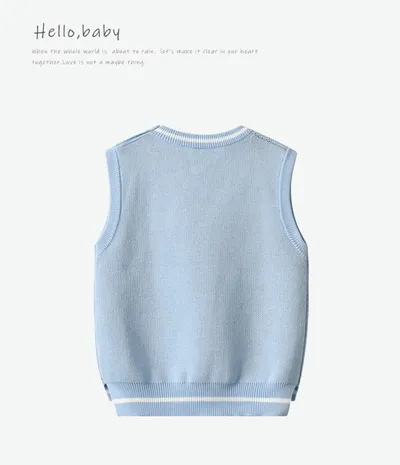 Autumn And Winter New Boys' Knitted Vest Pure Cotton