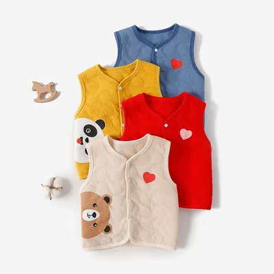 Baby Spring And Autumn Three-layer Quilted Thickening Vest