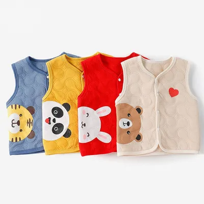 Baby Spring And Autumn Three-layer Quilted Thickening Vest