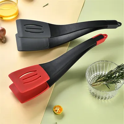 3 In 1 Frying Spatula Clip Silicone Food Clip Frying Steak Pancakes Shovel Slotted Turners Kitchen Tools Cooking Utensils Kitchen Gadgets