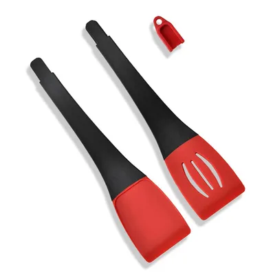 3 In 1 Frying Spatula Clip Silicone Food Clip Frying Steak Pancakes Shovel Slotted Turners Kitchen Tools Cooking Utensils Kitchen Gadgets