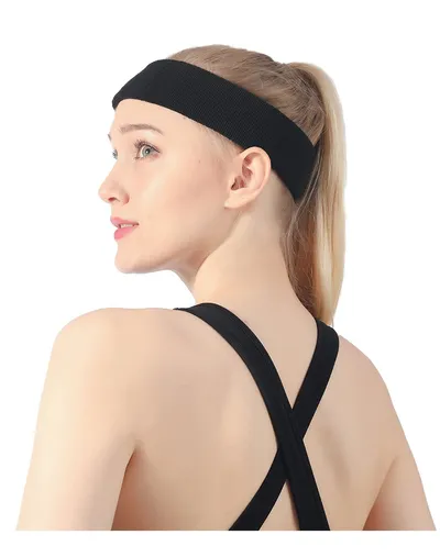 Sports Anti Sweat Band With Elastic Solid Color Widening