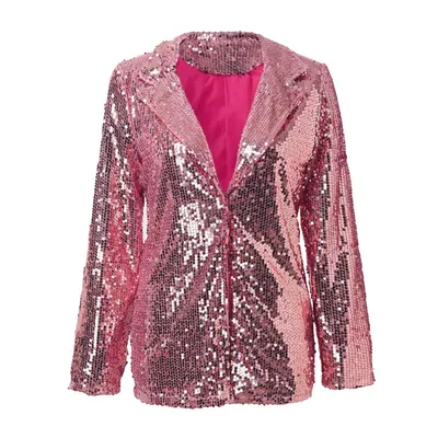 Lapel Long Sleeve Sequined Casual Suit Jacket Women