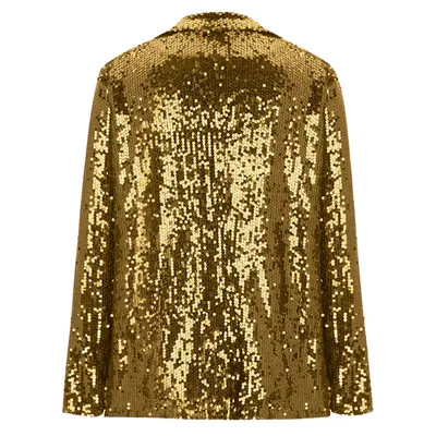 Lapel Long Sleeve Sequined Casual Suit Jacket Women