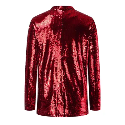 Lapel Long Sleeve Sequined Casual Suit Jacket Women