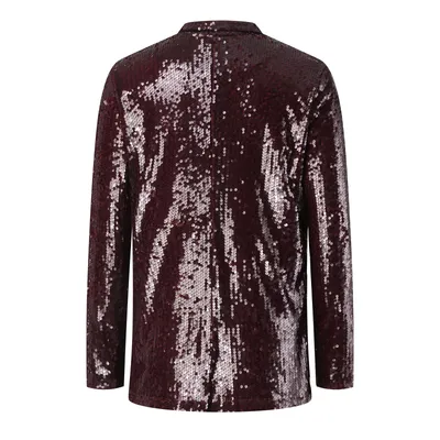 Lapel Long Sleeve Sequined Casual Suit Jacket Women
