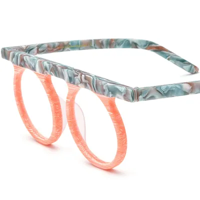 New Multi-color Patchwork Round Frosted Plate Glasses Frame