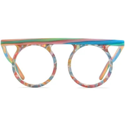 New Multi-color Patchwork Round Frosted Plate Glasses Frame