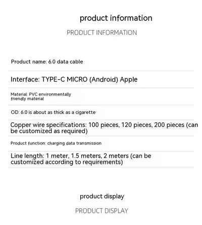Charging Cable Fast Charging 120W Mobile Phone 6A Bold