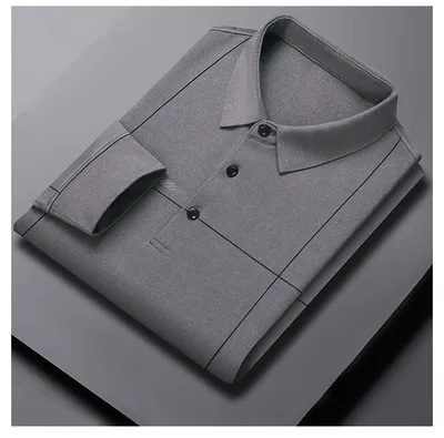 Middle-aged Lapel Long Sleeve Men's Casual And Comfortable Striped