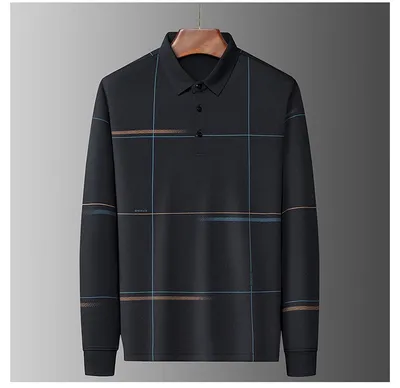 Middle-aged Lapel Long Sleeve Men's Casual And Comfortable Striped
